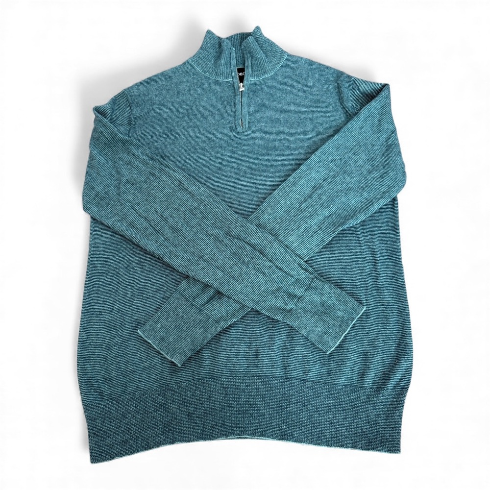 Bonobos Slim Fit Cotton Cashmere 1/4 Zip Sweater Teal‎ Blue Men's S